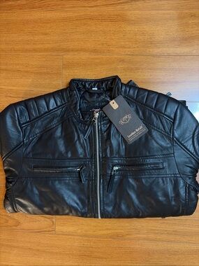 Leather Retail Men's Solid Biker Jacket Size S